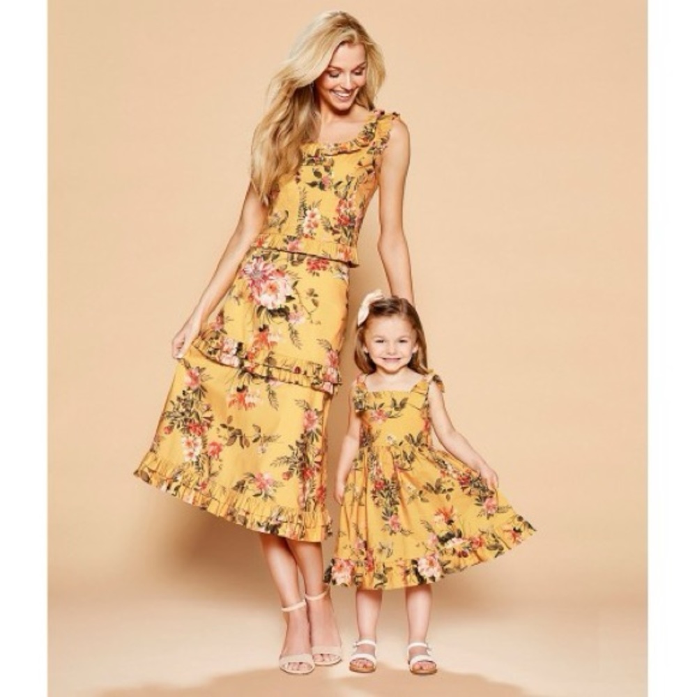 Antonio Melani Yellow Nico Floral Print Skirt & Top Size 10 Retails $268